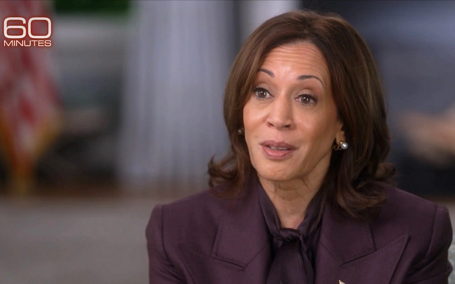 美国副总统卡马拉·哈里斯 (Kamala Harris) 做客 CBS 的《60分钟》节目